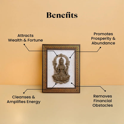 Astrotalk Pyrite Lakshmi Ji on Selenite Frame | Pyrite Stone Brings Money & Abundance | Maa Lakshmi Pooja Decorative Items for Home & Office | Gift for Man & Woman | 19x24x1 cm | 1 Piece