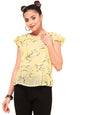 OOMPH! Womens Georgette Printed top with Boat Neck and Butterfly Sleeve