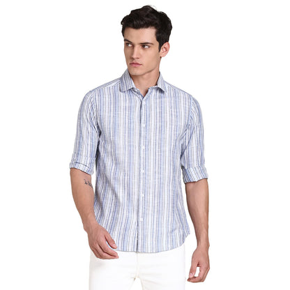 Dennis Lingo Blue MenS Slim Fit Casual Shirt
