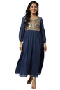 Aurelia Women Navy Blue Viscose Blend Geometric Printed A-Line Dress_22Aua12672-504847_L