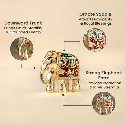 Astrotalk Shri Swarna Gajraj Idol | Vastu Elephant Idol for Strength, Wisdom & Financial Stability | Aesthetic Home Decor for Living Room & Office | Good Luck Gift for Man & Woman