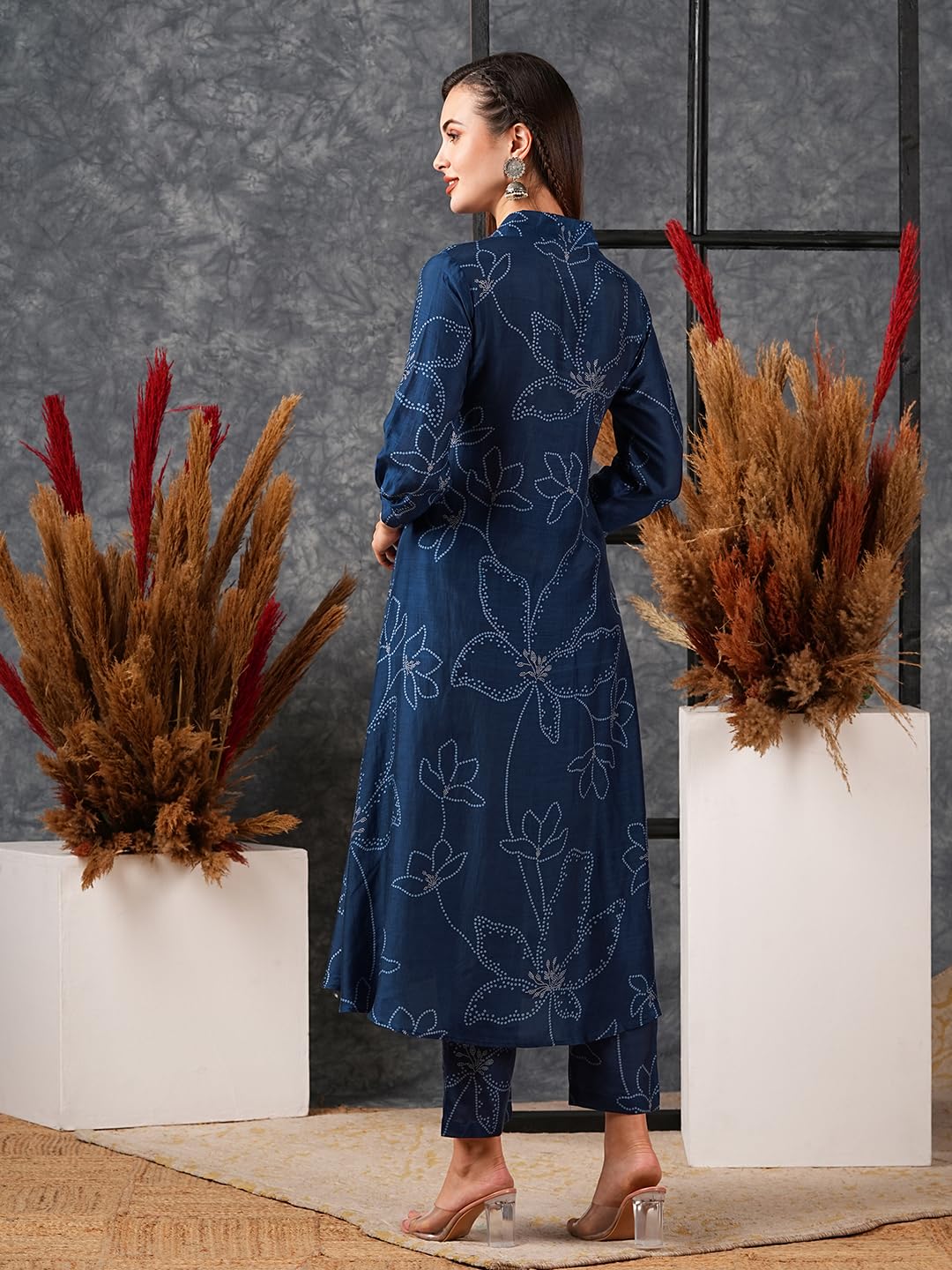 GoSriKi Women's Flare Kurta, Rayon Viscose, 4XL, Blue, Model Marup-GS