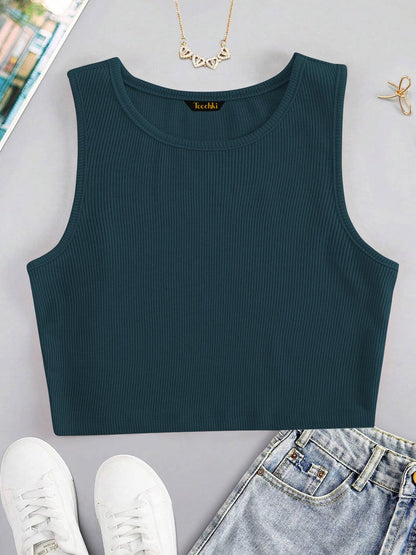 Toochki Tops for Woman | Spandex Top | Crop | Short | Western | for Jeans | Sleeveless | Stretchable | Dark Green