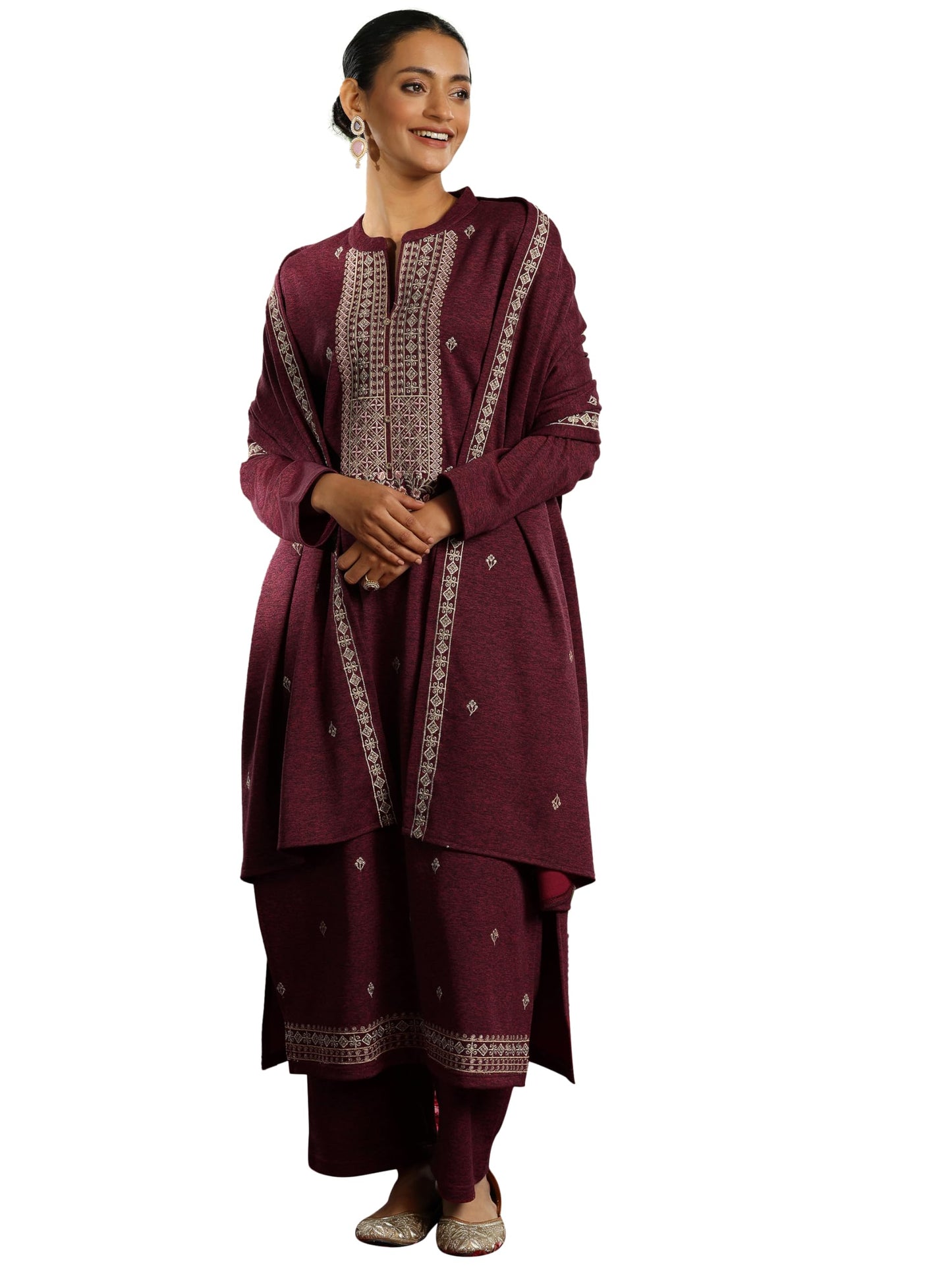 Libas WomenS Wool Blend Embroidered Kurta Set (48861W