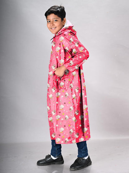 Lux Venus Boys Printed Raincoat With School Bag Cover