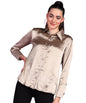 POPWINGS Women Polyester Solid Satin Shirt | Satin Shirts Stylish Western| Regular Fit and Full-Sleeves Casual and Semi-Formal S