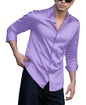 Indoprimo MenS Casual Button Down Long Sleeve Satin Plain Shirt