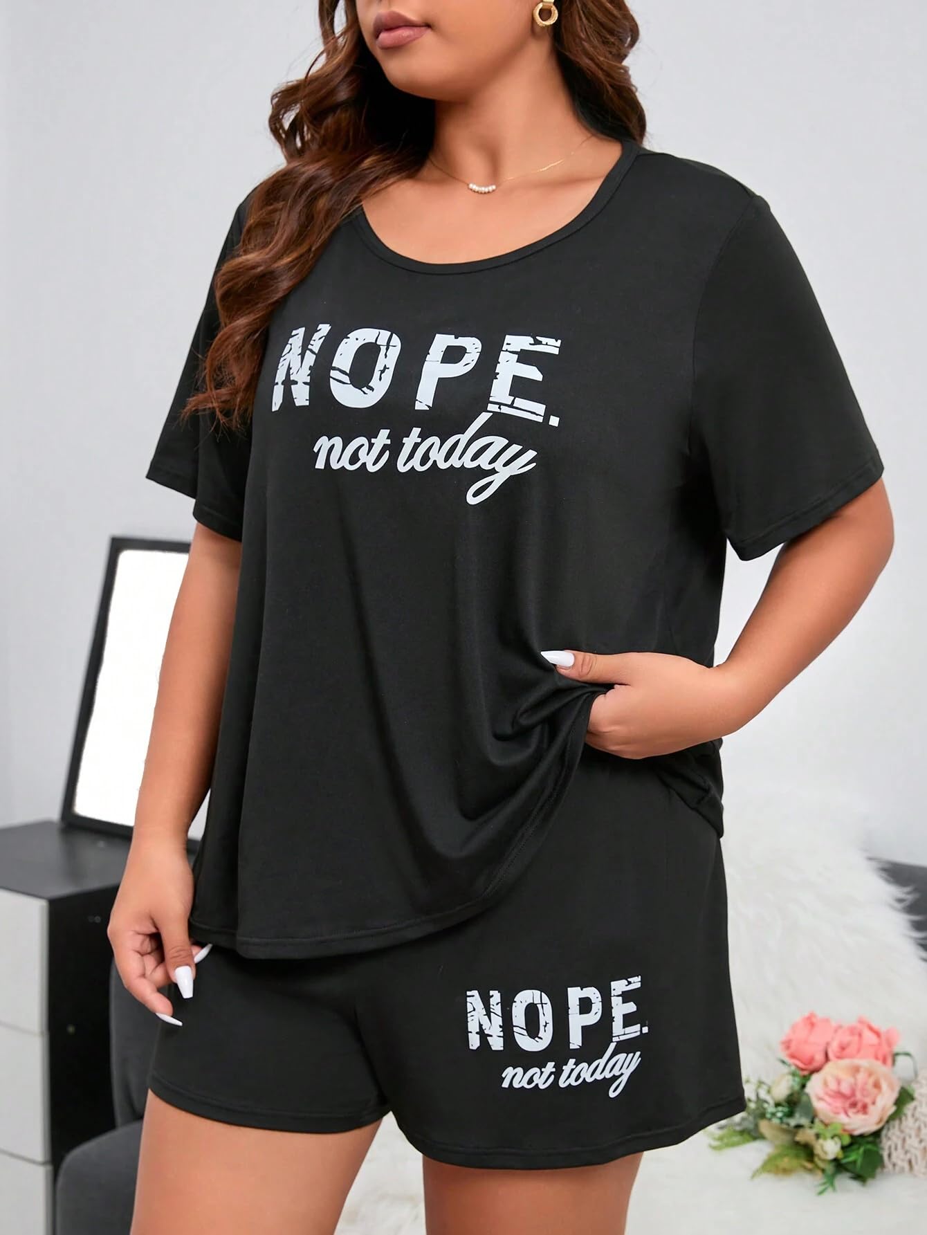 SMOWKLY Womens Cotton Half Sleeve T-Shirt & Short Pyjama Set || Printed Top & Shorts Nightsuit Pair for Women || Casual Two-Pie