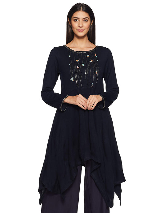 W for Woman Synthetic Women's A-Line Straight Kurta