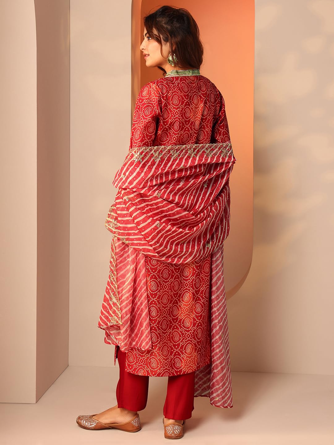 Libas WomenS Silk Blend Kurta Set (400720_Red