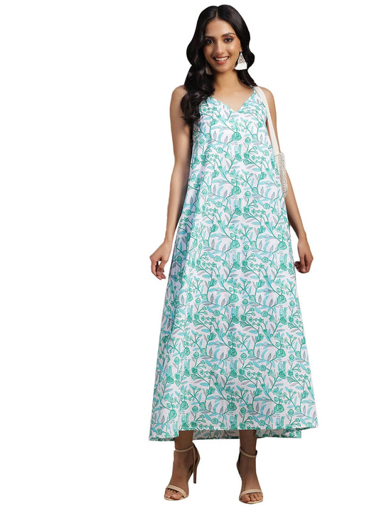 Libas WomenS Cotton A-Line Maxi Dress (26913_White