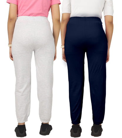 Kyda Kids Cotton Regular Fit Track Pants For Girls (Pack Of 2)