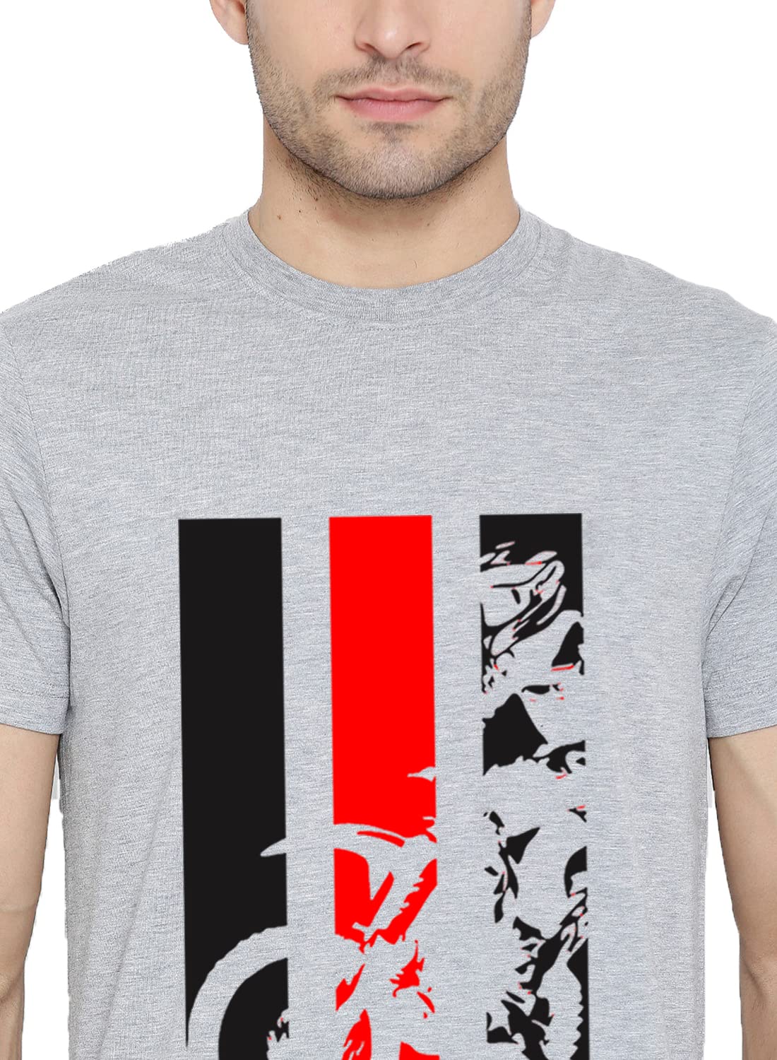 ADRO Men's Bike Rider Printed Cotton T-Shirt (RN22-2-BIK-GR_Grey)