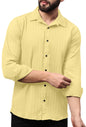 Finivo Fashion MenS Casual Button Down Shirts Long Sleeve Linen Shirt Fashion Textured Beach Summer Shirts Yellow