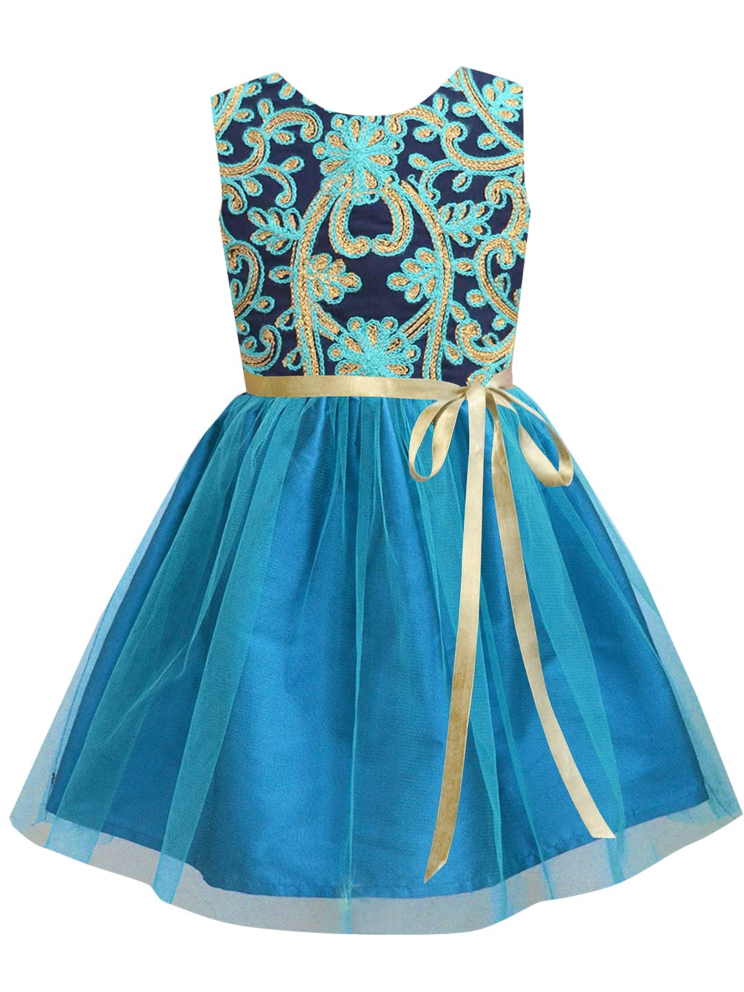 A.T.U.N. (ALL THINGS UBER NICE) Girls Embroidered Birthday Party Frock Dress