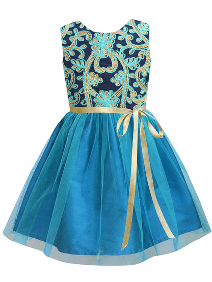 A.T.U.N. (ALL THINGS UBER NICE) Girls Embroidered Birthday Party Frock Dress
