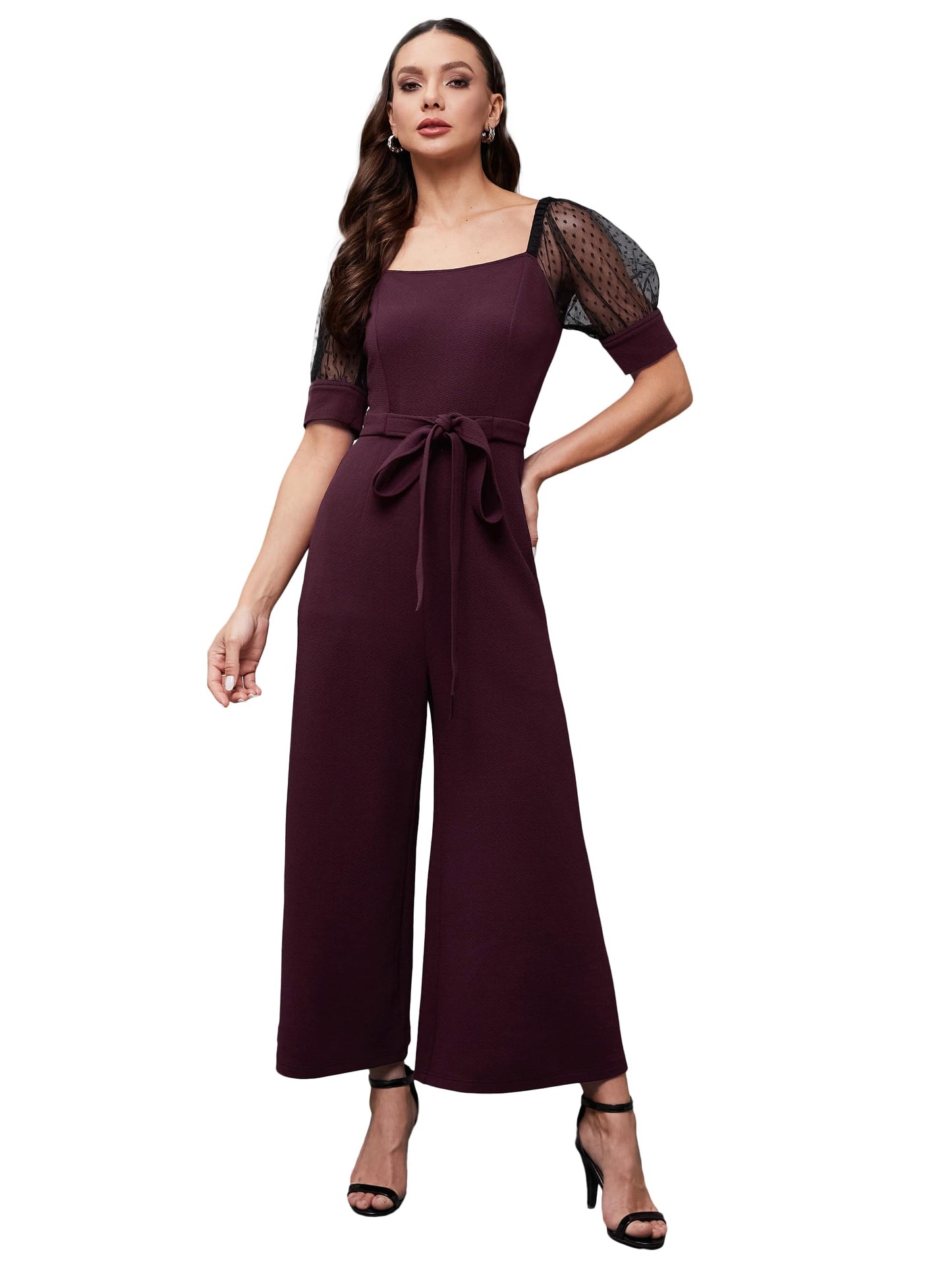 Miss Chase WomenS Solid Square Neck Half Sleeve Relaxed Fit Jumpsuit With Pockets (Plus Size Available) (Mcss23D98-71-268-06, D