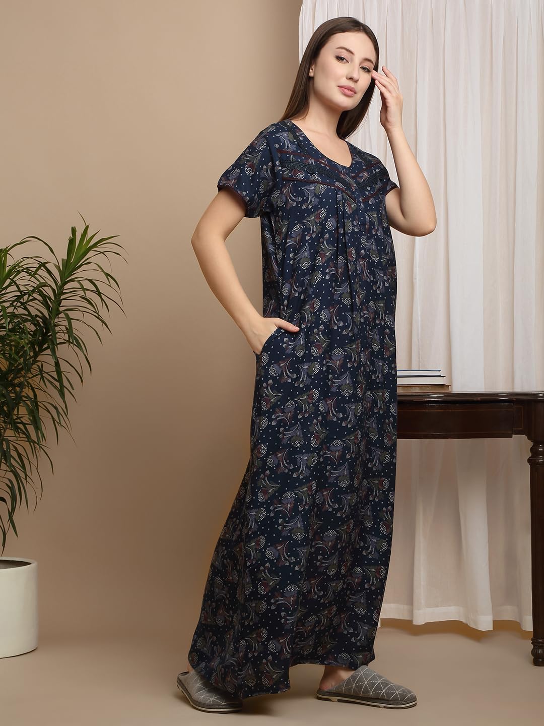 Sweet Dreams Women'S Rayon Blend Night Dress Maxi Ff-2609Gx