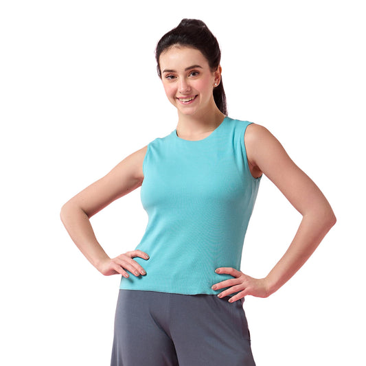 Enamor Womens Solid Slim Fit T-Shirt (E310_Marine Blue