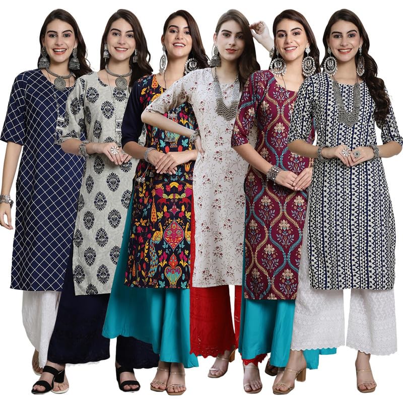 Tee Projekt Crepe Digital Printed Kurti For WomenS Ll Effortless Elegance Kurti (Pack Of 6)
