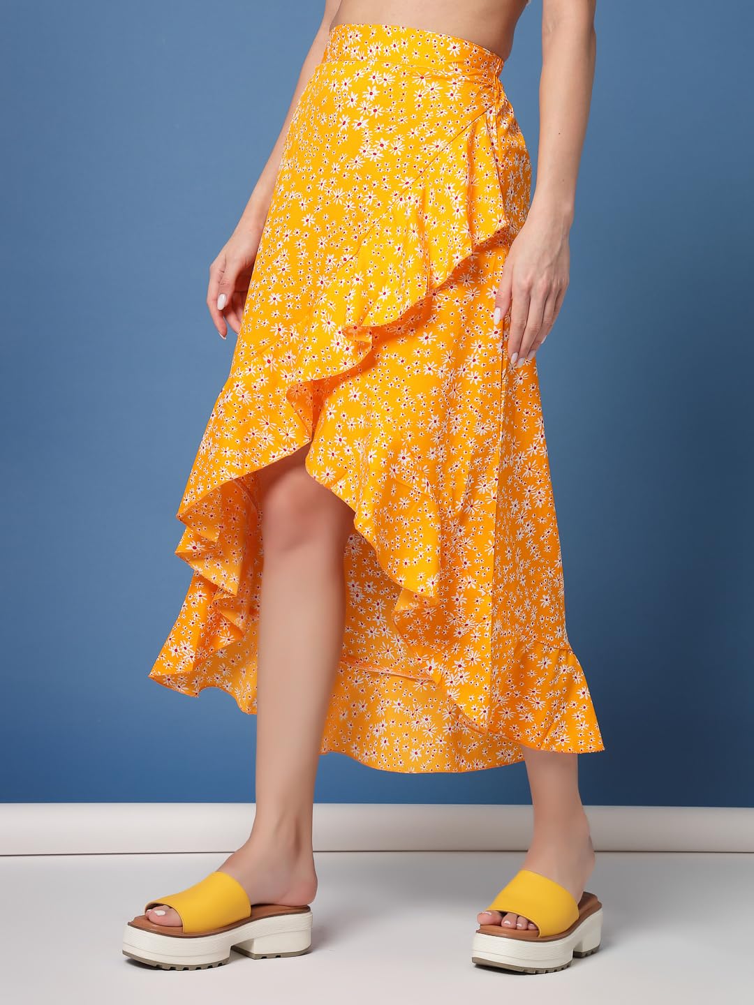 OOMPH! Long Skirts for Women Yellow - msk055