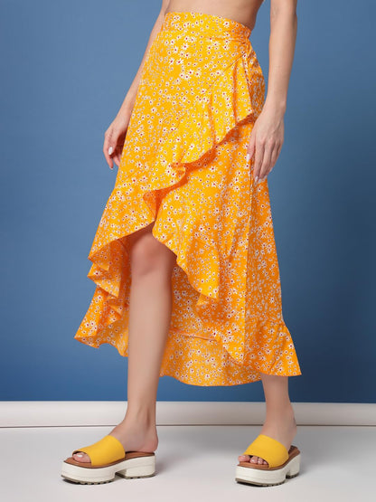 OOMPH! Long Skirts for Women Yellow - msk055