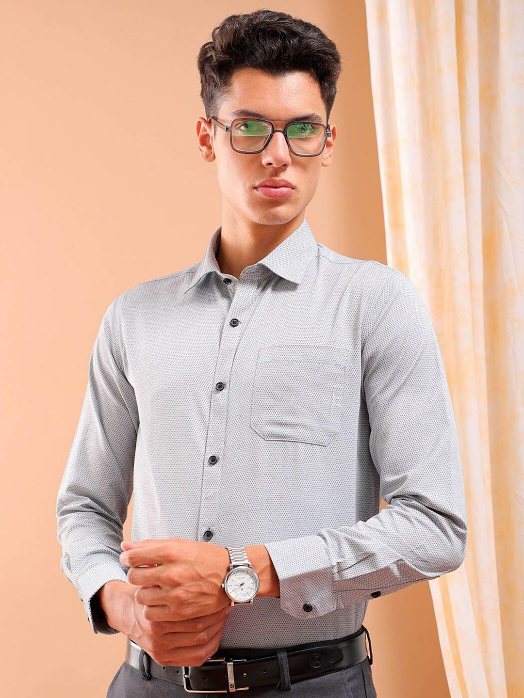 The Indian Garage Co Mens Slim Fit Shirt (0224-SHFRDB-04-04_Black