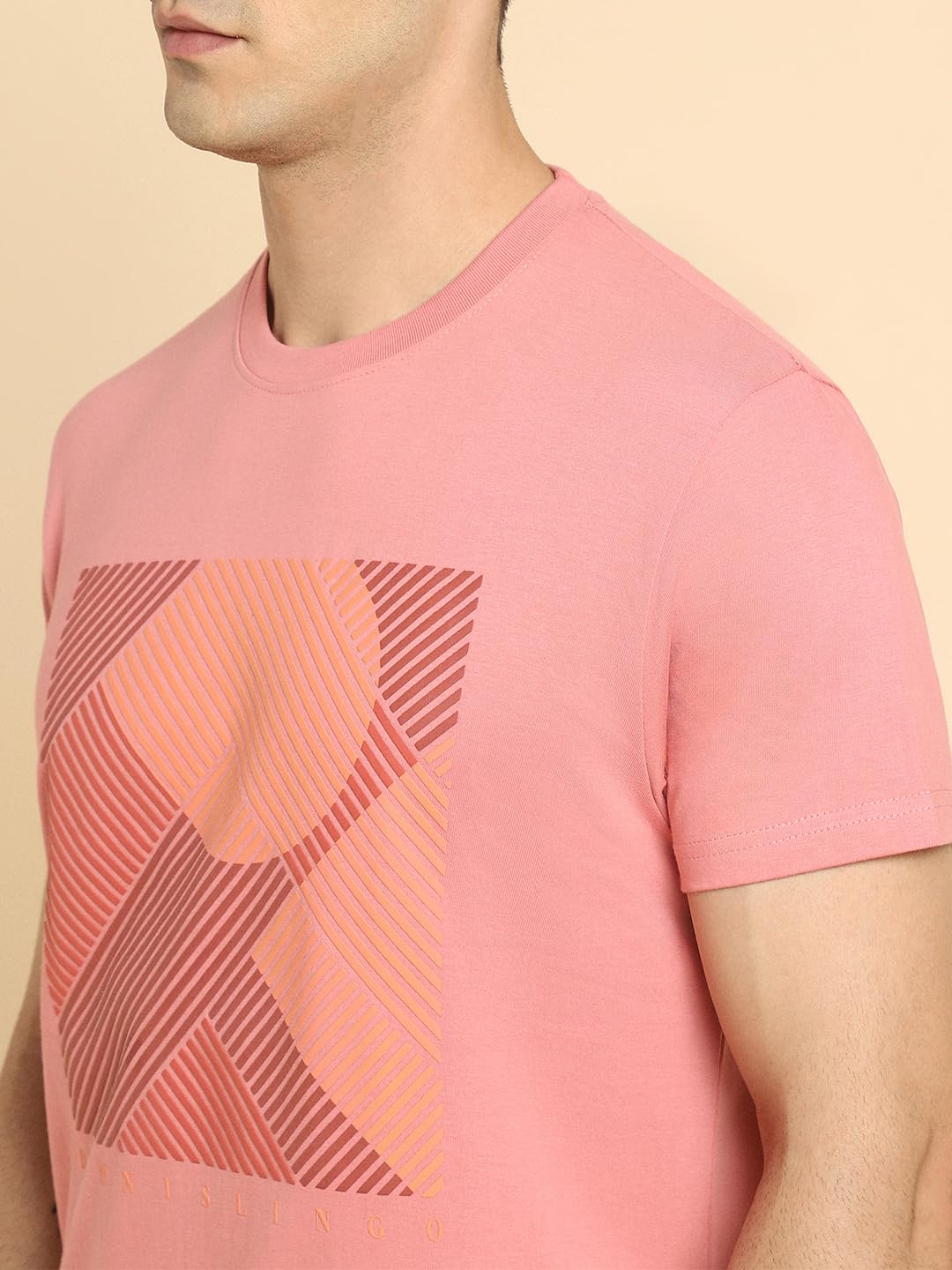 Dennis Lingo MenS Cotton Pink Solid T-Shirt