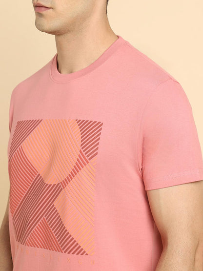 Dennis Lingo MenS Cotton Pink Solid T-Shirt