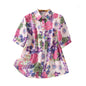 Gufrina Women Purple Multicolor Floral Print Button-Down Shirt With Elbow Sleeves And Collar Neck In Soft Breathable Fabric Idea
