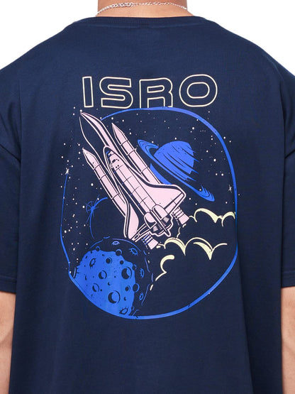 The Souled Store Men Official ISRO: India Pride Navy Blue Printed Oversized T-Shirts