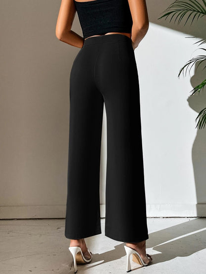 Shasmi Black Womens Dress Pants Stretchy Work Slacks Business Casual Office Bootcut Leg Elastic Waist Regular Fit Plazzo Trouse