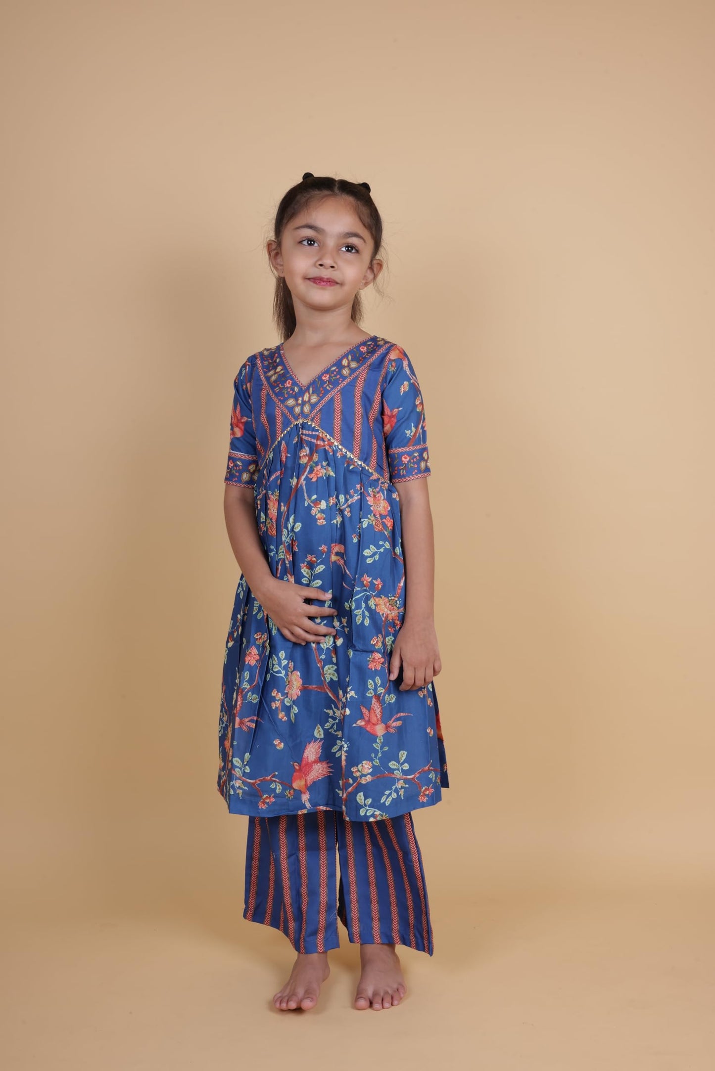 Tagas Girls Round Neck Kurti With Plazo Set | Traditional Girls Ethnic Wear|Ethnic Wear for girls| Floral printed kurti