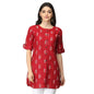 Leriya Fashion Rayon Fabric Printed Round Neck Short Kurtis For Women Top Dresses Kurti For Girls & Ladies Kurtis (X-Large, Red)