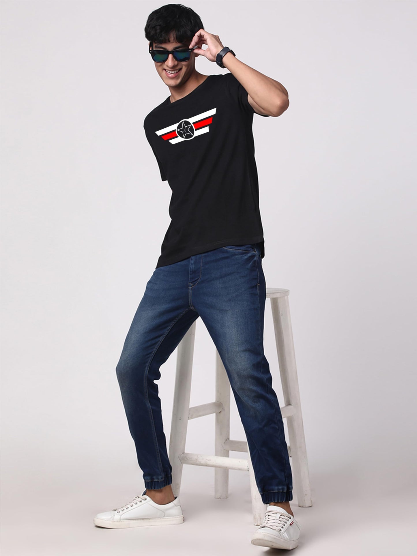 ADRO Tshirt for Men | Printed T Shirt for Men | 100% Cotton T-Shirt |Printed T Shirt | T-Shirts | RN24-CAP-BL