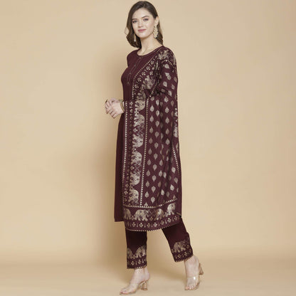 GoSriKi Women's Rayon Kurta, Palazzos and Dupatta
