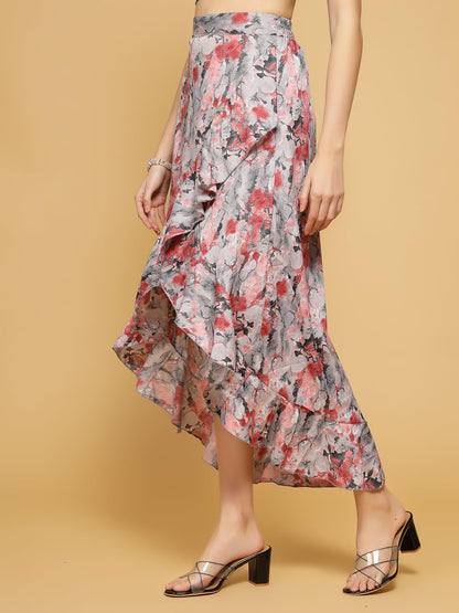 OOMPH! Long Skirts for Women Red - msk078