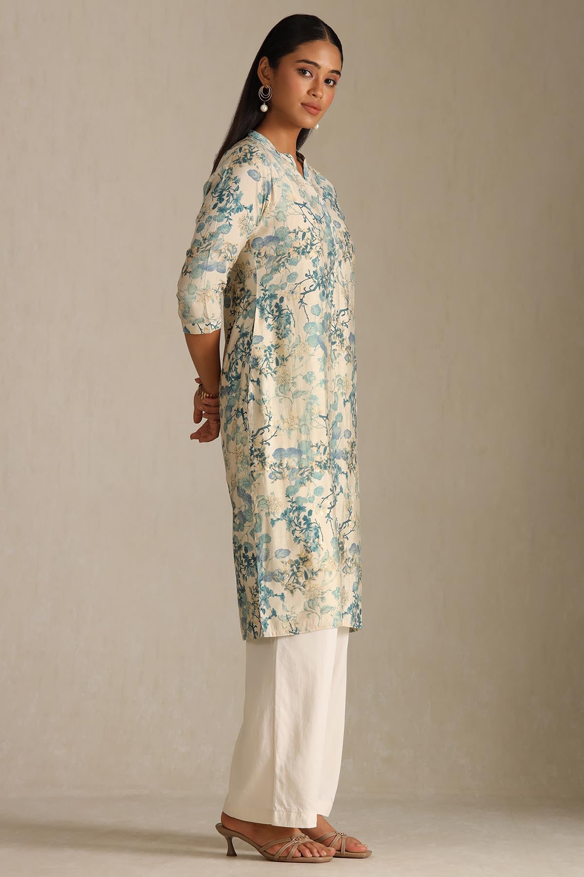 Soch Womens Muslin Floral Straight Kurta (CWA5KU61426_Teal