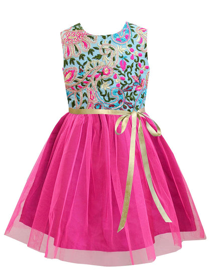 A.T.U.N. (ALL THINGS UBER NICE) Girls Embroidered Birthday Party Frock Dress