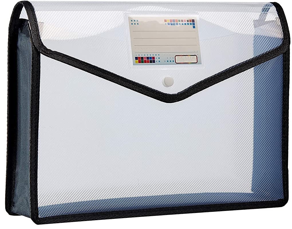 Fedus Document Holder Envelope Folder,File Storage Bag With Snap Button Transparent Plastic File For Documents File Holder/Docum