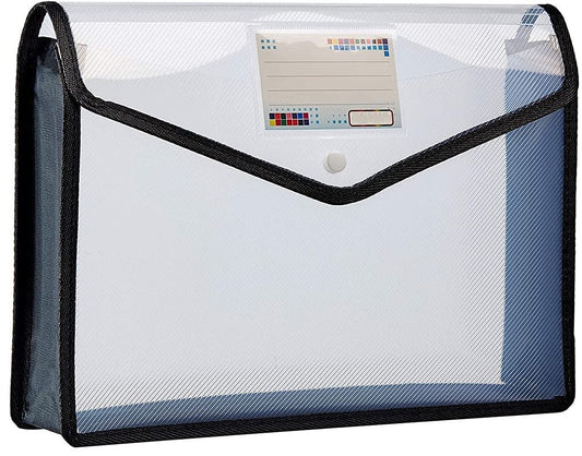 Fedus Document Holder Envelope Folder,File Storage Bag With Snap Button Transparent Plastic File For Documents File Holder/Docum