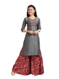 Aarika Girls Casual Wear Grey Colour Tribal Print Cotton Kurti (9-16 Years)