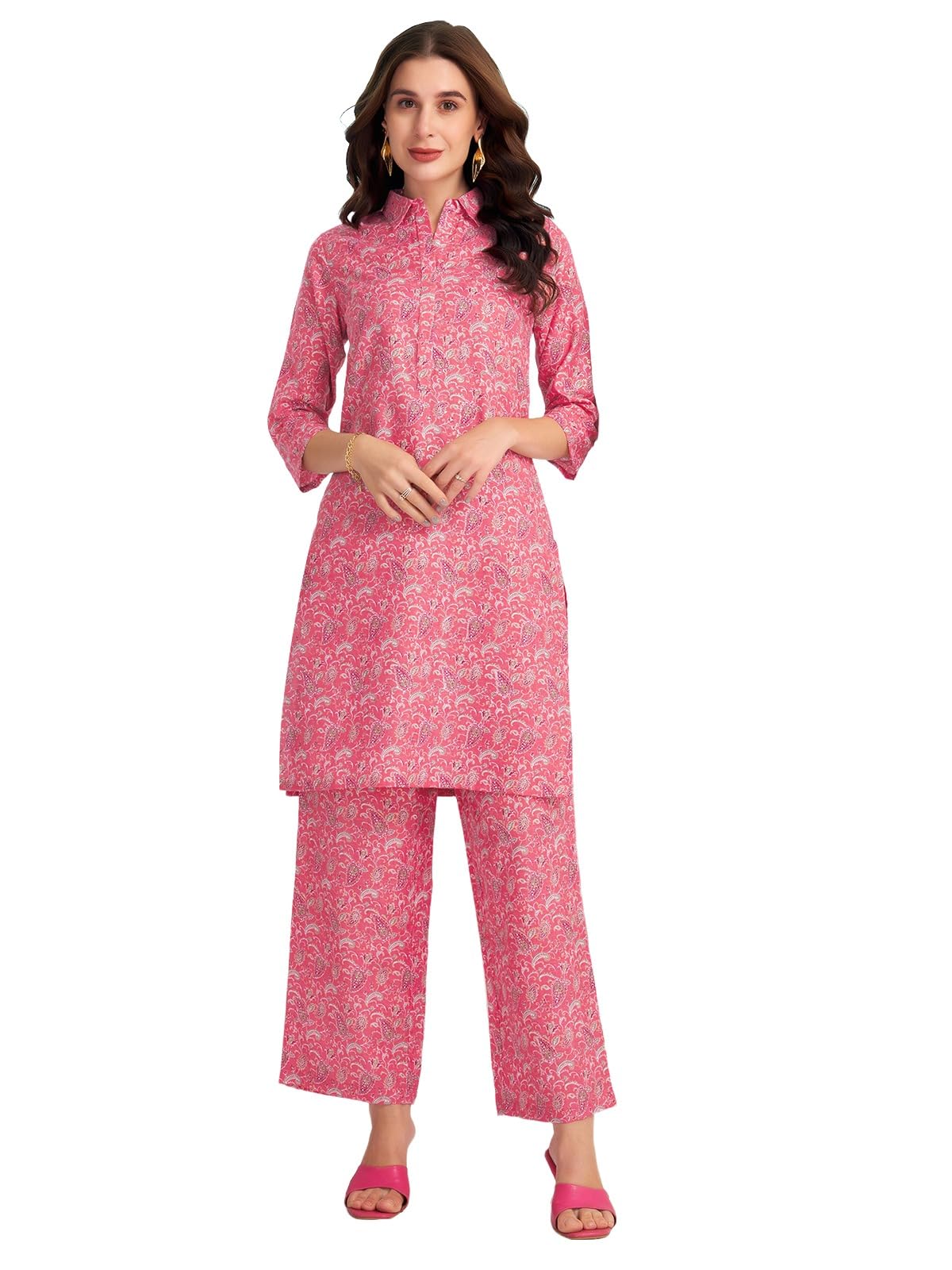 Selvia Co-ords Set for Women | Cotton Blend Top & Trouser Co-ords Set | Formal Co-ords Set for Women | Printed Two Piece Co-ord