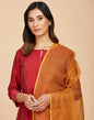 Fabindia Orange Cotton Silk Kota Woven Plain Dupatta | Free Size | 1 Dupatta | 2.5m x 92 cm
