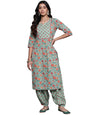 Libas Green Printed Cotton Straight Kurta With Salwar
