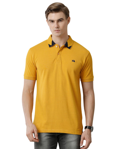 ADRO Premium Cotton Polo for Men (P23-H-PLN_Mustard)