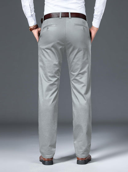 AVANOVA Mens Solid Grey Trousers Light Business Style Slightly Stretch Straight Leg Pants for Outdoor Casual Daily Trouser II M