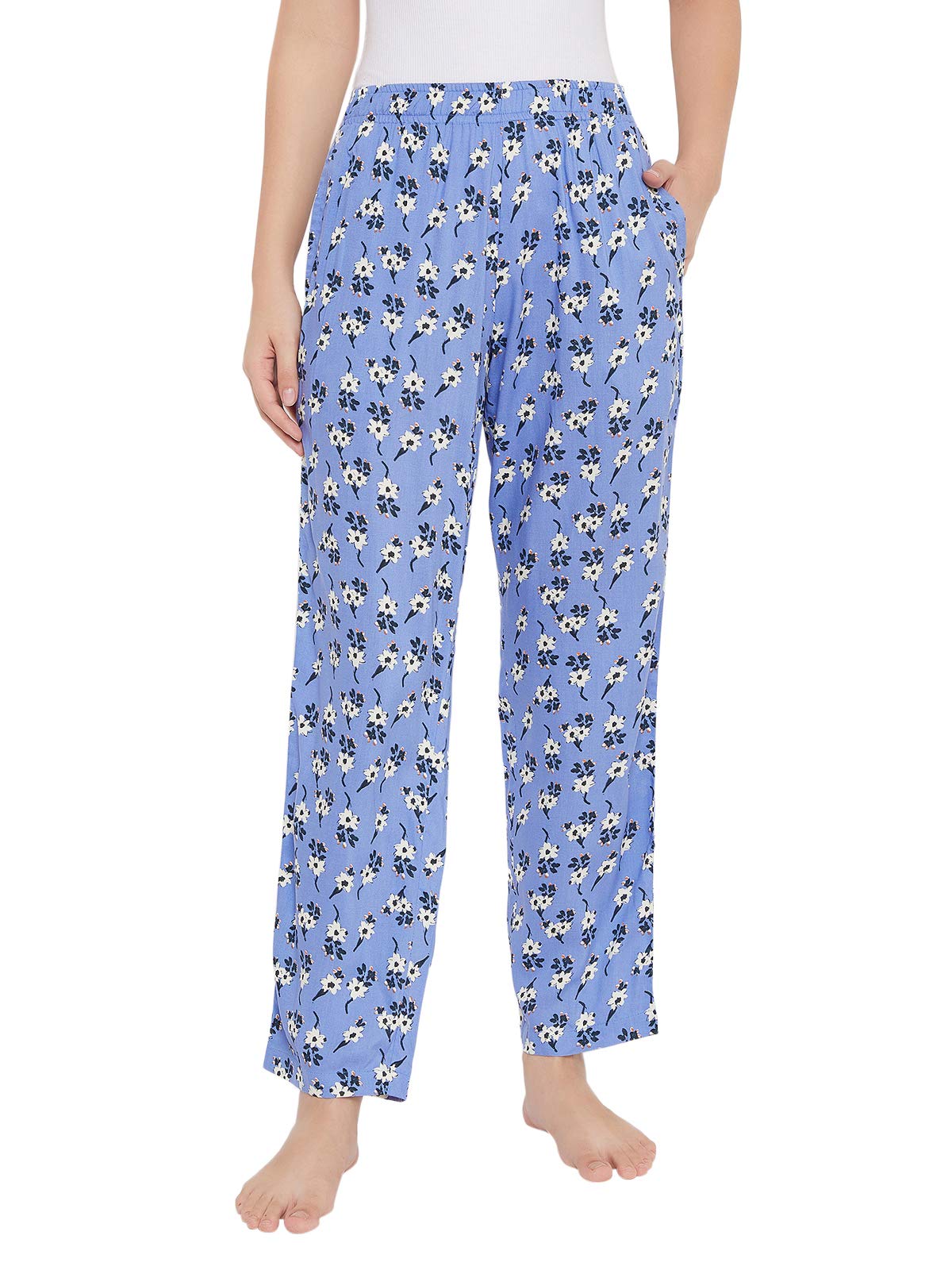 Clovia Womens Viscose Blend Casual Regular Pajama Bottom (LB0179P08S_Blue_S)