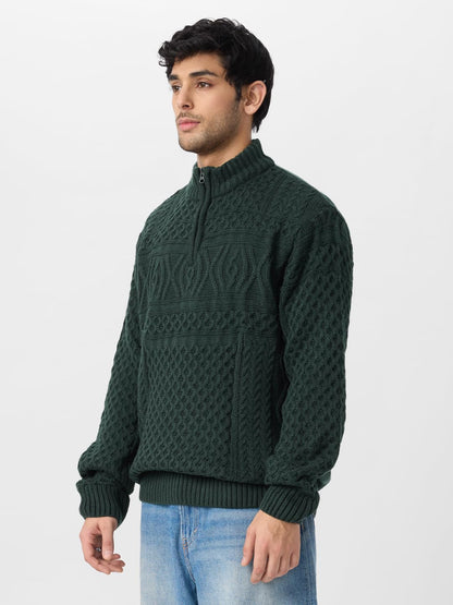 The Souled Store Cable Knit Pullover : Emerald Oversized Pullovers for Men and Boys