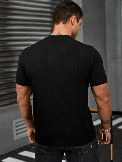 SMOWKLY Mens Solid Regular Fit T-Shirt (1277_Black